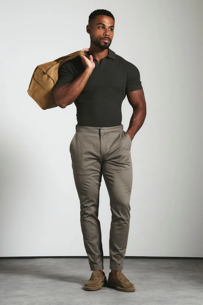 Smart Chino Side Adjuster Pants in Dark Taupe
